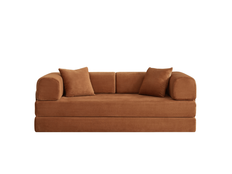  Canapé convertible 2 places avec matelas épais  - structure acier, mousse, terracotta  - Conforama A