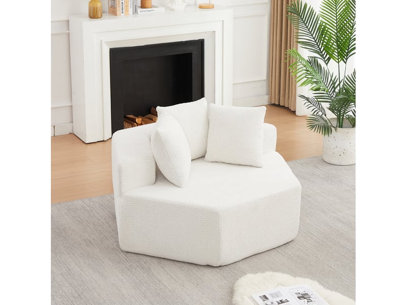  Fauteuil modulable compressé hexagonal souple, beige, tissu en chenille, 1 place assise, style moderne  - Conforama D