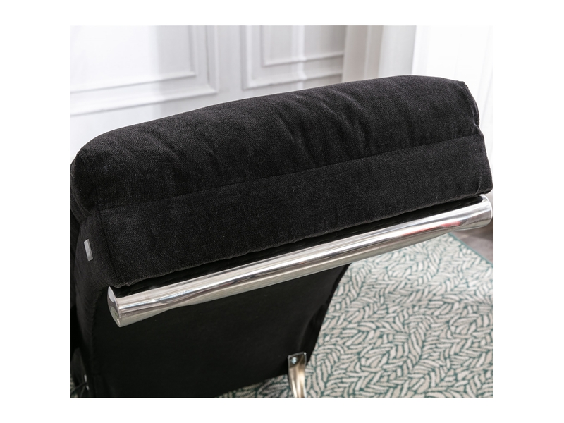  Fauteuil relax en lin noir, vibration douce, dossier ergonomique 140°, soutien complet du corps pour salon  - Conforama E