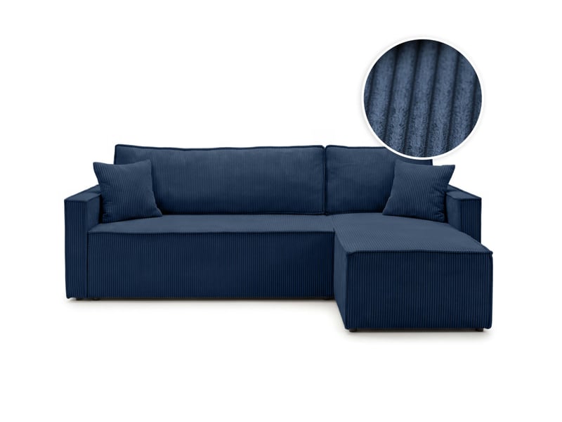 Farah - canapé d'angle reversible convertible 4 places accoudoirs slim velours cotelé - Conforama A