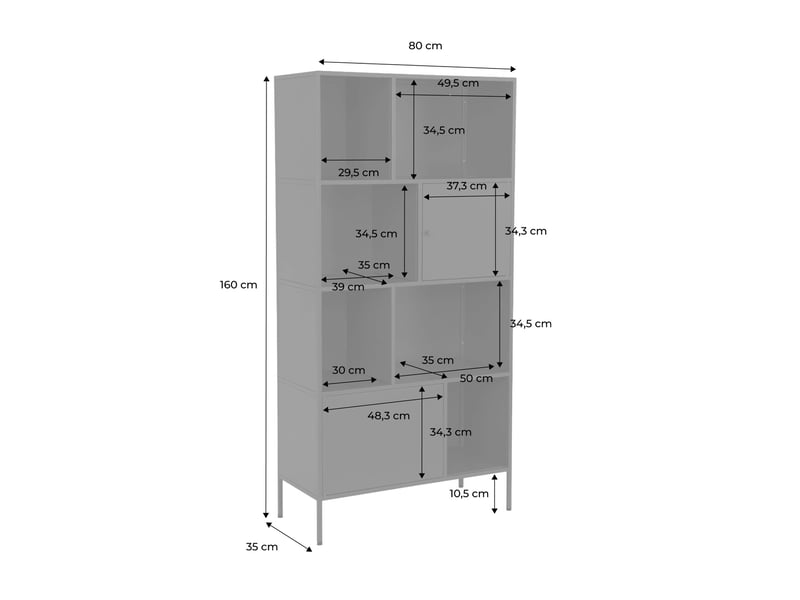  Buffet. Meuble de rangement industriel métal bordeaux 8 compartiments. L 80 x p 35 x h 160.5cm - oklahoma  - Conforama D