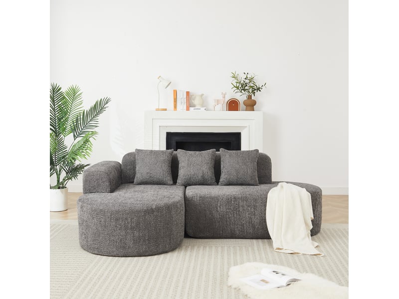  Canapé d'angle 3 places méridienne gauche en chenille anthracite homvra  - Conforama B