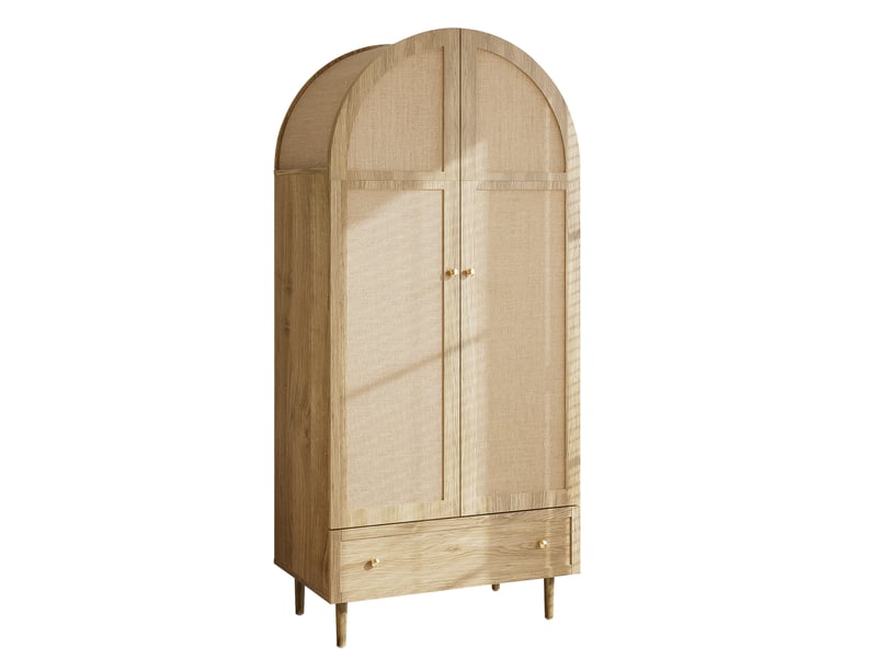  Armoire moderne 79x50x175 cm, grande capacité avec tiroirs et portes, meubles de chambre, revêtues de tissu, mdf, chêne  - Conforama A
