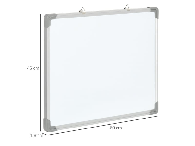  Tableau blanc magnétique 60x1,8x45 cm avec 4 marqueurs, 1 effaceur, 10 aimants, chevalet et montage mural, blanc  - Conforama E