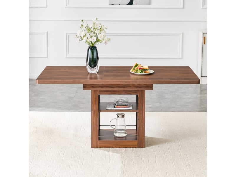 Table à manger extensible, table extensible 130-160x80x75,5 cm, table repas 2 à 6 personnes, rangement, mdf, noir - Conforama D