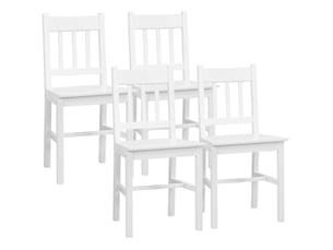 Chaise de salle à manger lot de 4 avec dossier ouvert et patins antidérapants en bois laqué blanc