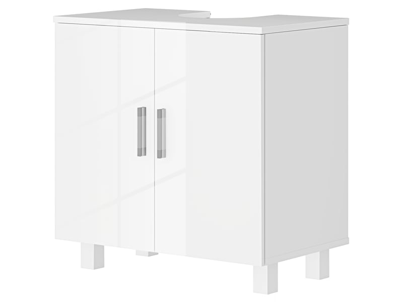  Meuble sous-évier avec 2 portes, 2 étagères et système anti-basculement pour salle de bain, 60 x 35 x 60 cm, blanc  - Conforama B