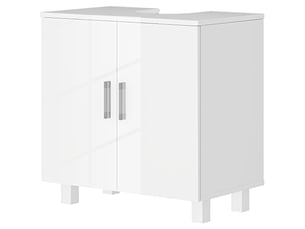 Meuble sous-évier avec 2 portes, 2 étagères et système anti-basculement pour salle de bain, 60 x 35 x 60 cm, blanc