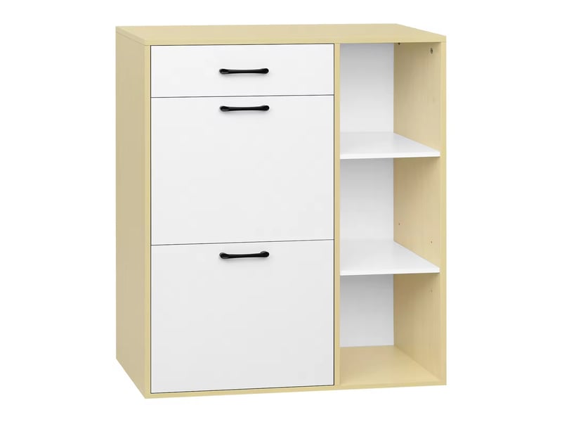  Meuble à chaussures 80x30x90 cm 3-en-1 bois mdf blanc  - Conforama A