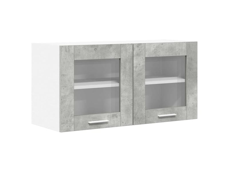  Armoire suspendue moderne grand espace de rangement 80 x 31 x 40 cm en bois d'ingénierie gris béton 02_0053276  - Conforama A