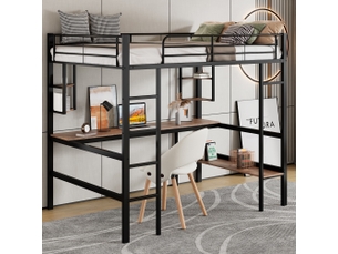 Lit mezzanine 90x200 cm <strong>REDOM</strong> <strong></strong> coloris noir