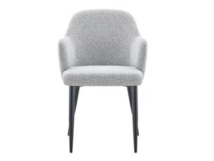 Lot de 2 chaises en tissu gris, dossier bicolore gris et noir, pieds métalliques croisés, hauteur 83 cm
