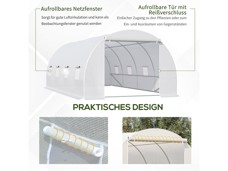  Serre de jardin - outsunny - dimensions 600x300x200 cm - plastique résistant aux intempéries - cadre métallique robuste 595x300x200cm - Conforama D