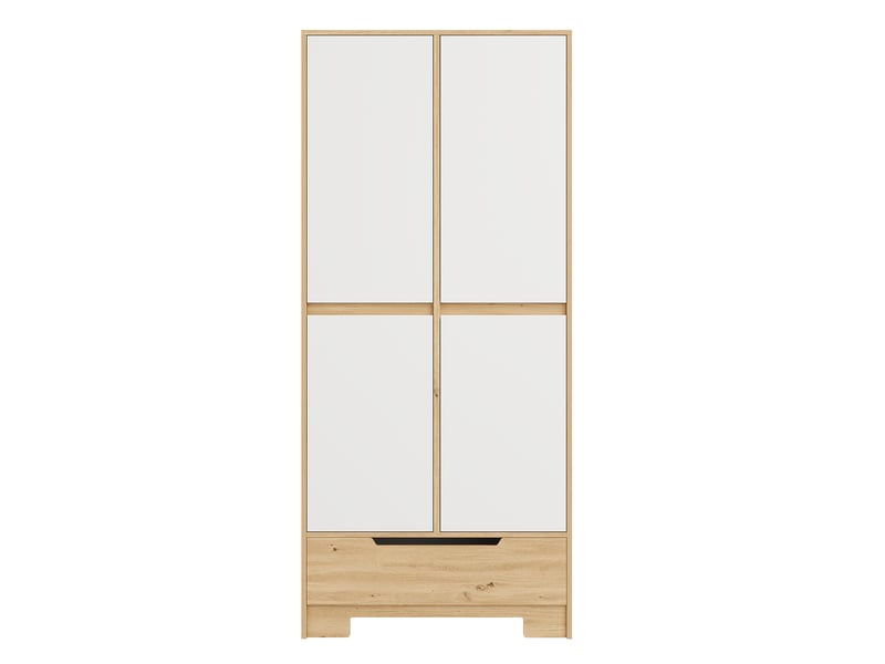  Buffet haut 80x35x180 cm blanc avec grand tiroir, rangements de porte et étagères réglables Fay Lum - Conforama D