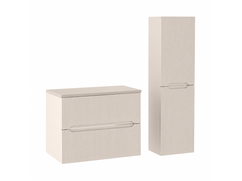 Ensemble meuble sous vasque avec plan et colonne novo l.60 cm cachemire mat - Conforama A