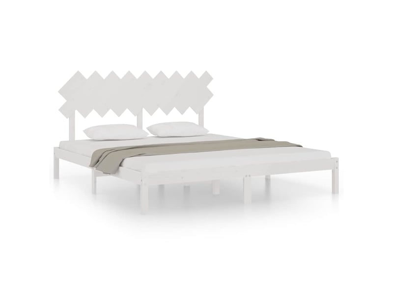 Lit double- lit adulte - cadre de lit sans matelas blanc 180x200 cm bois massif - Conforama A