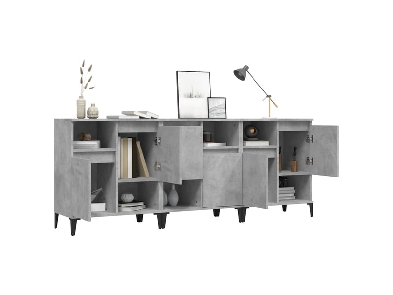  Buffets 3 pcs - bahut - meuble de rangement gris béton 60x35x70 cm bois d'ingénierie  - Conforama D