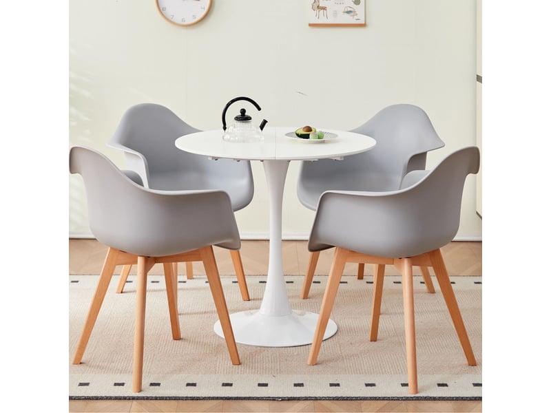  Lot de 4 chaises de salle à manger -pieds en hêtre - chaises de salle à manger scandinaves - gris  - Conforama C