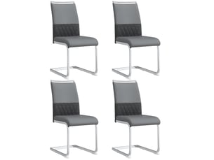 Lot de 4 chaises de salle à manger grises, dossier haut pu et lin, métal