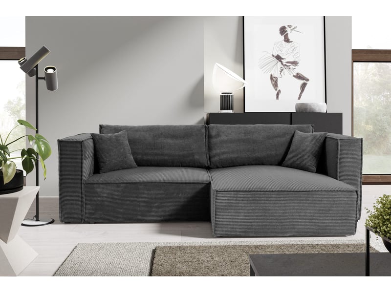  Canapé d'angle convertible en velours côtelé keymon gris anthracite  - Conforama B