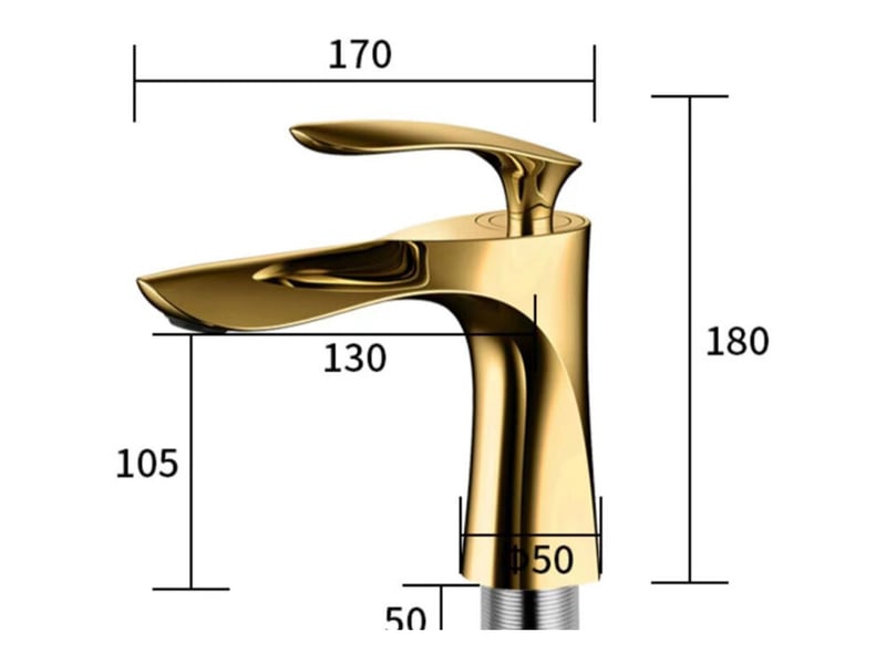  Robinet de lavabo pour salle de bain mitigeur en laiton fini or chrome doré mitigeur avec lavabo - doré  - Conforama B