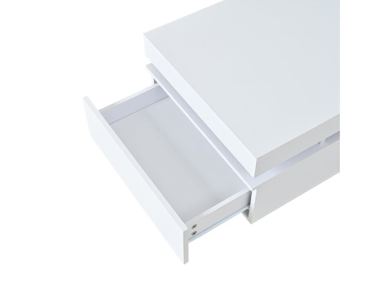 Table basse 100x50x35 cm led 2 tiroirs panneau de particules blanc  - Conforama D