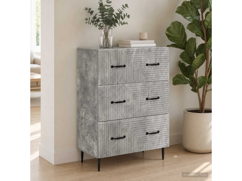  Armoire de rangement bureau, armoire à tiroirs gris béton 66 x 34,5 x 89,5 cm  - Conforama D