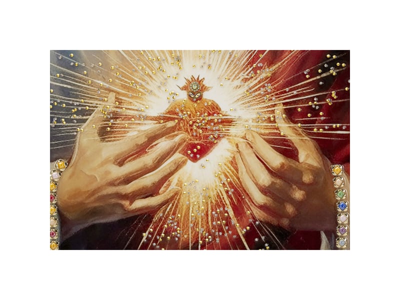  Tableau sur toile sacré-cœur de jésus avec cadre, 72x102 cm  - Conforama C