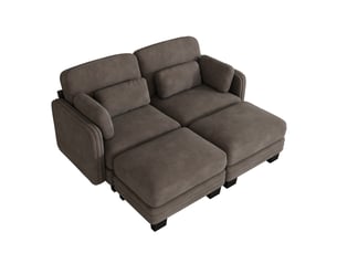 Canapé droit compressé fixe MODFU 2 places Tissu marron