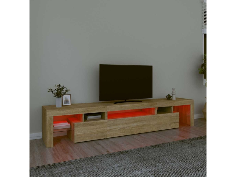  Meuble tv - banc tv - meuble de rangement avec lumières led chêne sonoma 215x36,5x40 cm  - Conforama E