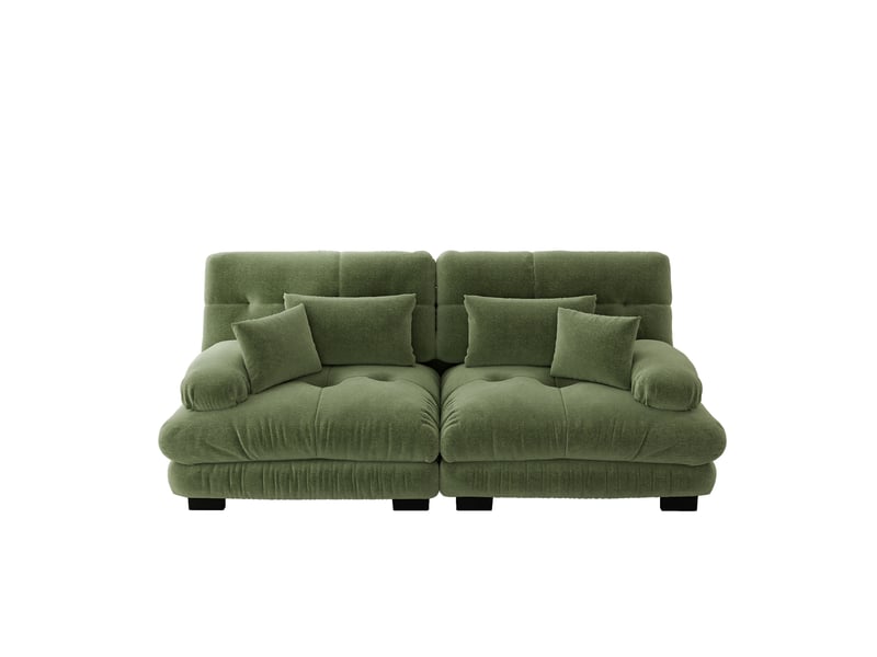 Canapé d'angle, canapé 2 places : style cloud, en chenille, coussins inclus - Conforama D