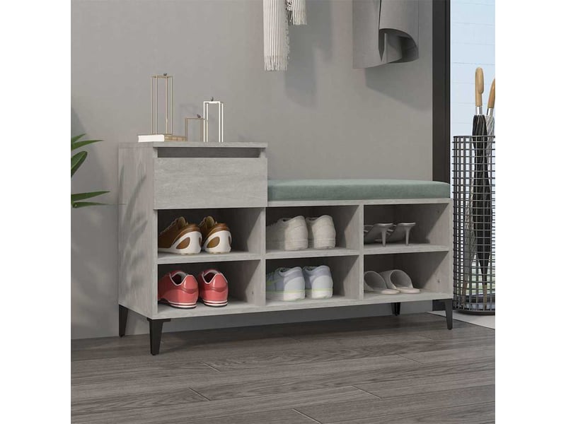  Meuble à chaussure, armoire à chaussures gris béton 102x36x60 cm bois d'ingénierie shl6308  - Conforama B