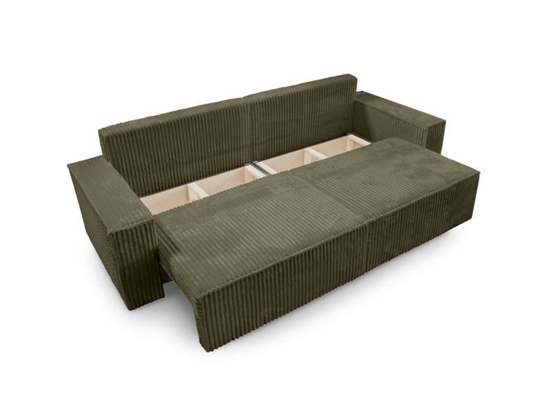 Farah - canapé droit 3 places convertible en velours cotelé épais - Conforama E