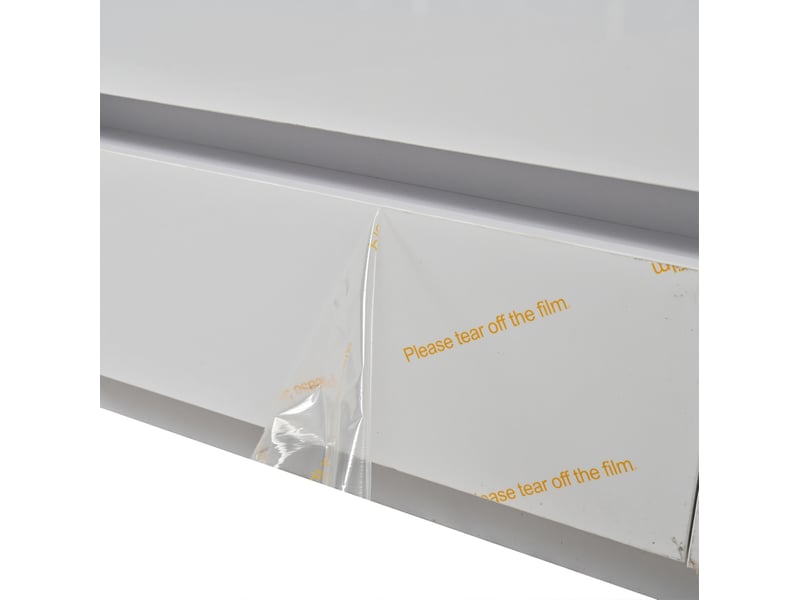  Table basse 100x50x40 cm en panneaux de particules et verre trempé avec 4 tiroirs et éclairage led blanc chicfurn  - Conforama E