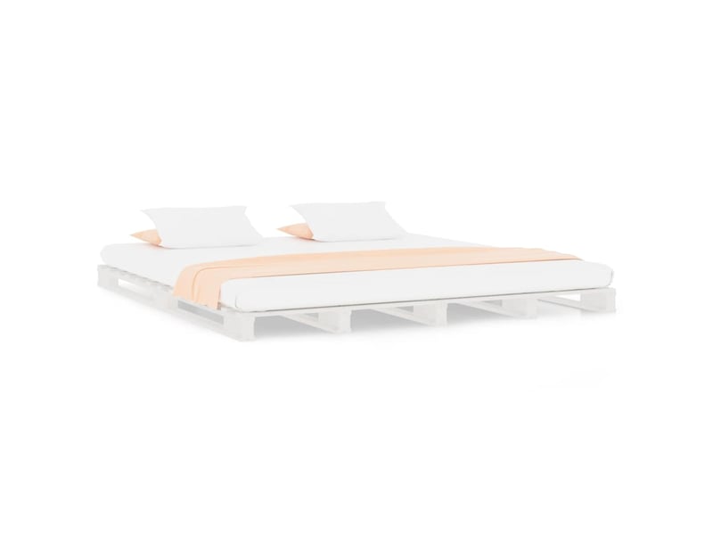  Lit double- lit adulte -  lit de palette blanc 200x200 cm bois de pin massif  - Conforama A