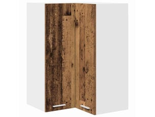 Meuble de rangement cuisine, armoire suspendue bois ancien et blanc 57x57x80cm