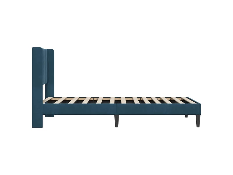  Lit simple- lit adulte -  cadre de lit avec tête de lit bleu 100 x 200 cm velours  - Conforama D