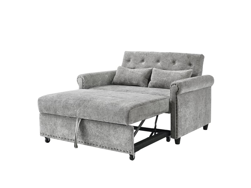 Canapé-lit 3-en-1 2 places en chenille, dossier réglable 3 positions, 2 coussins - Conforama E