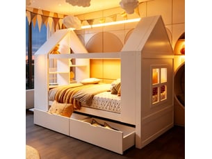Lit cabane 90x200 cm <strong></strong>  <strong></strong> coloris blanc