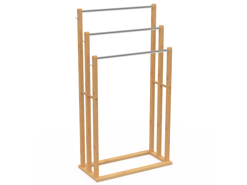 Porte-serviettes sur pied 3 niveaux rita en bambou  - Conforama A