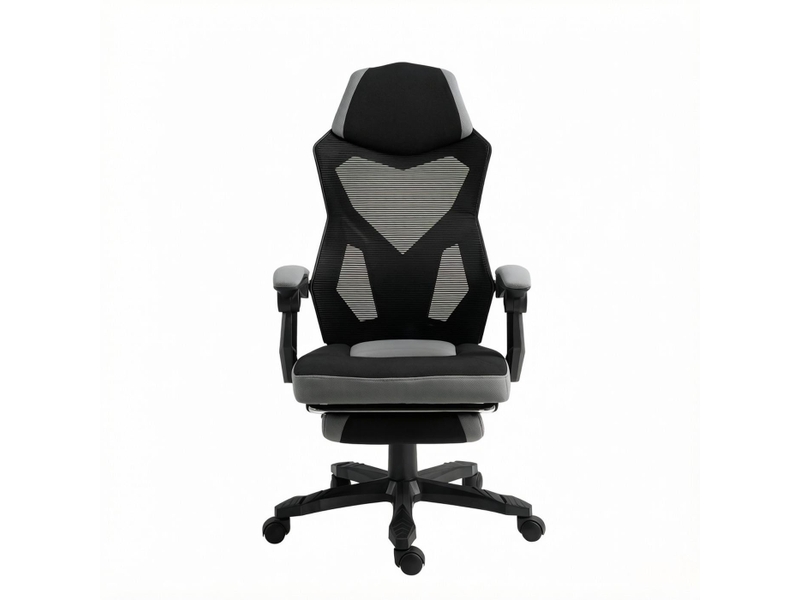  Fauteuil de bureau gaming ergonomique avec repose-pieds noir et gris 58 x 63 x 122 cm T5828P540931 - Conforama A