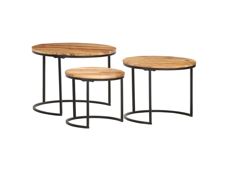  Tables gigognes 3 pcs | table de salon bois d'acacia massif  - Conforama C
