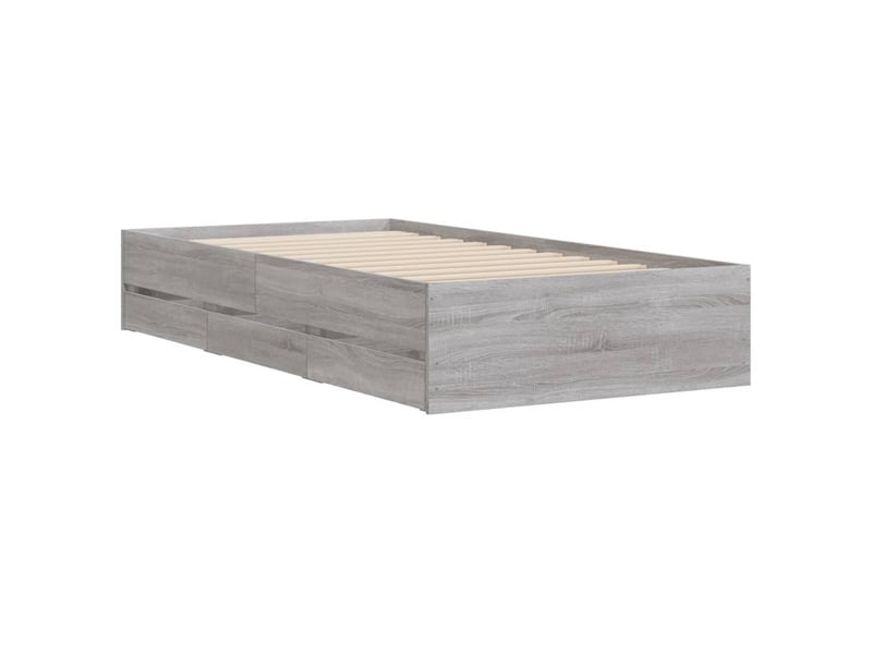  Lit simple- lit adulte -  cadre de lit avec tiroirs sans matelas sonoma gris 100x200 cm  - Conforama C