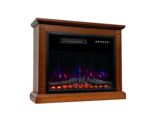 Homavo 23'' cheminée électrique, flamme 3d, télécommande, minuterie, sécutité surchauffe, meuble brun inclus