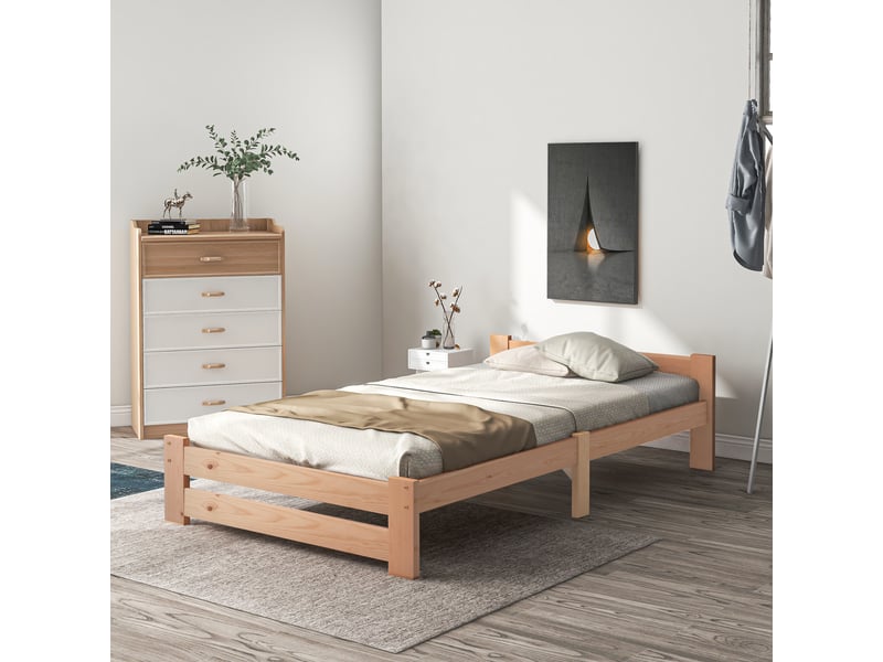  Lit simple 90x200cm coloris naturel lit enfant naturel - Conforama B