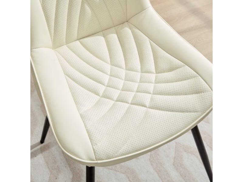  Ensemble de 2 chaises ergonomiques en pu perforé, couture 3d, pieds croisés métal – cuisine et salle à manger – 1877cr  - Conforama E