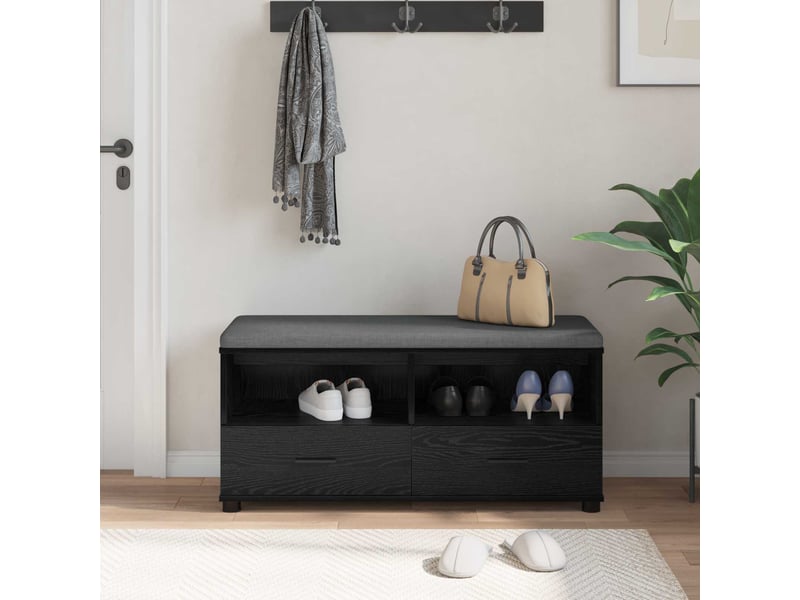  Banc d'entrée, banc interieur chêne noir 100x38x46 cm  - Conforama D