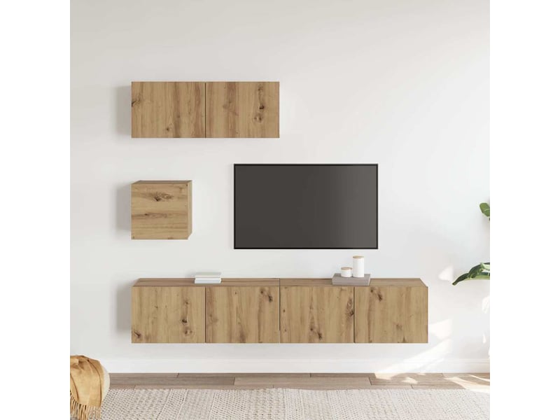  Ensemble de meuble tv - banc tv - meuble de rangement mural 4 pcs chêne artisanal  - Conforama C