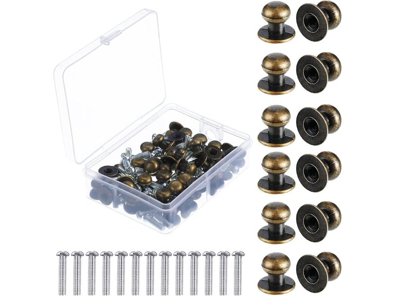  Jeu de 36 mini boutons métalliques vintage, tireurs ronds pour tiroirs, valises, cuisine et commodes  - Conforama A