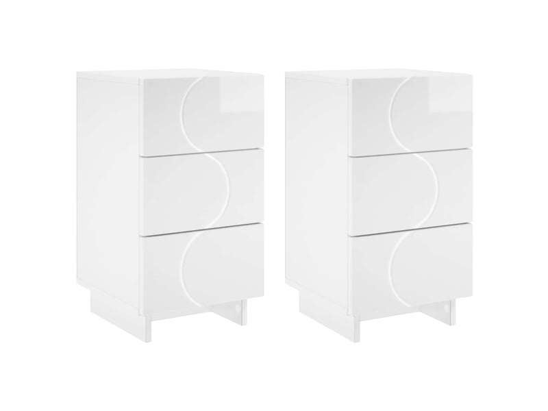 Table de chevet - cabinet de chevet - table de nuit 2 pièces blanc brillant 33,5 x 34,5 x 60 cm - Conforama A